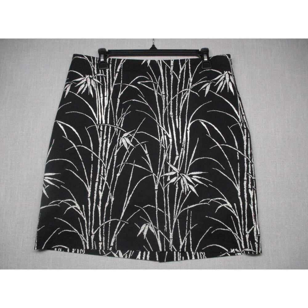 Talbots Black White Bamboo Pattern‎ Chic Modern KneeLength Skirt Womens Size 12P